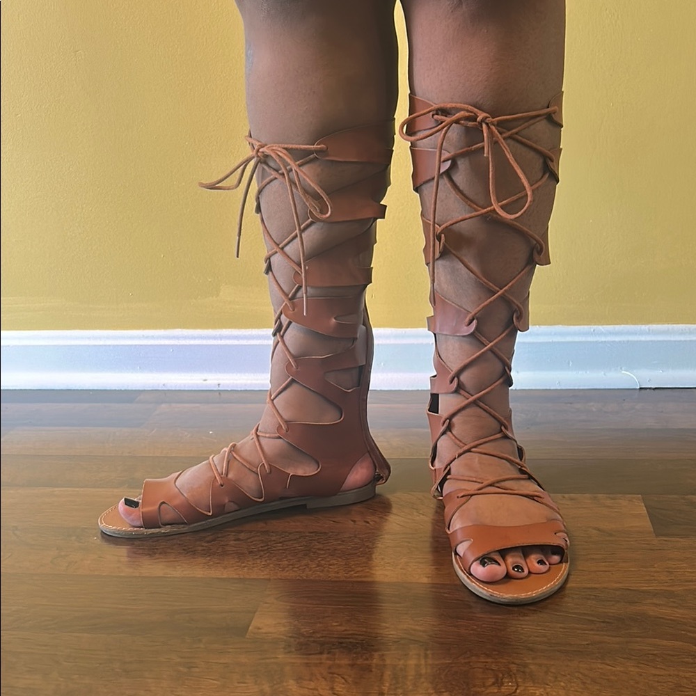 Mossimo Supply Co. Tan Lace-Up Gladiator Sandals